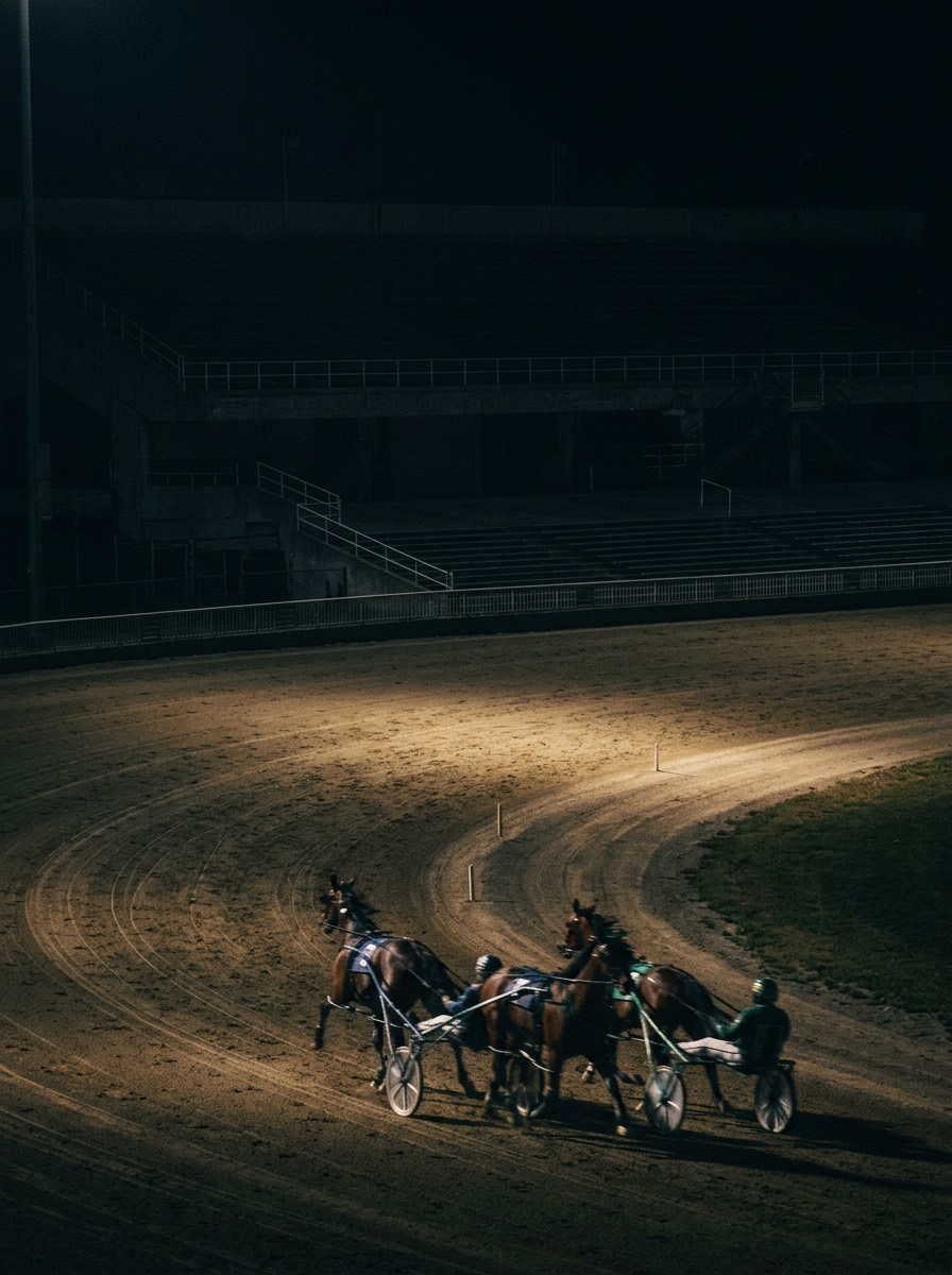 Night view over a floodlit oval
