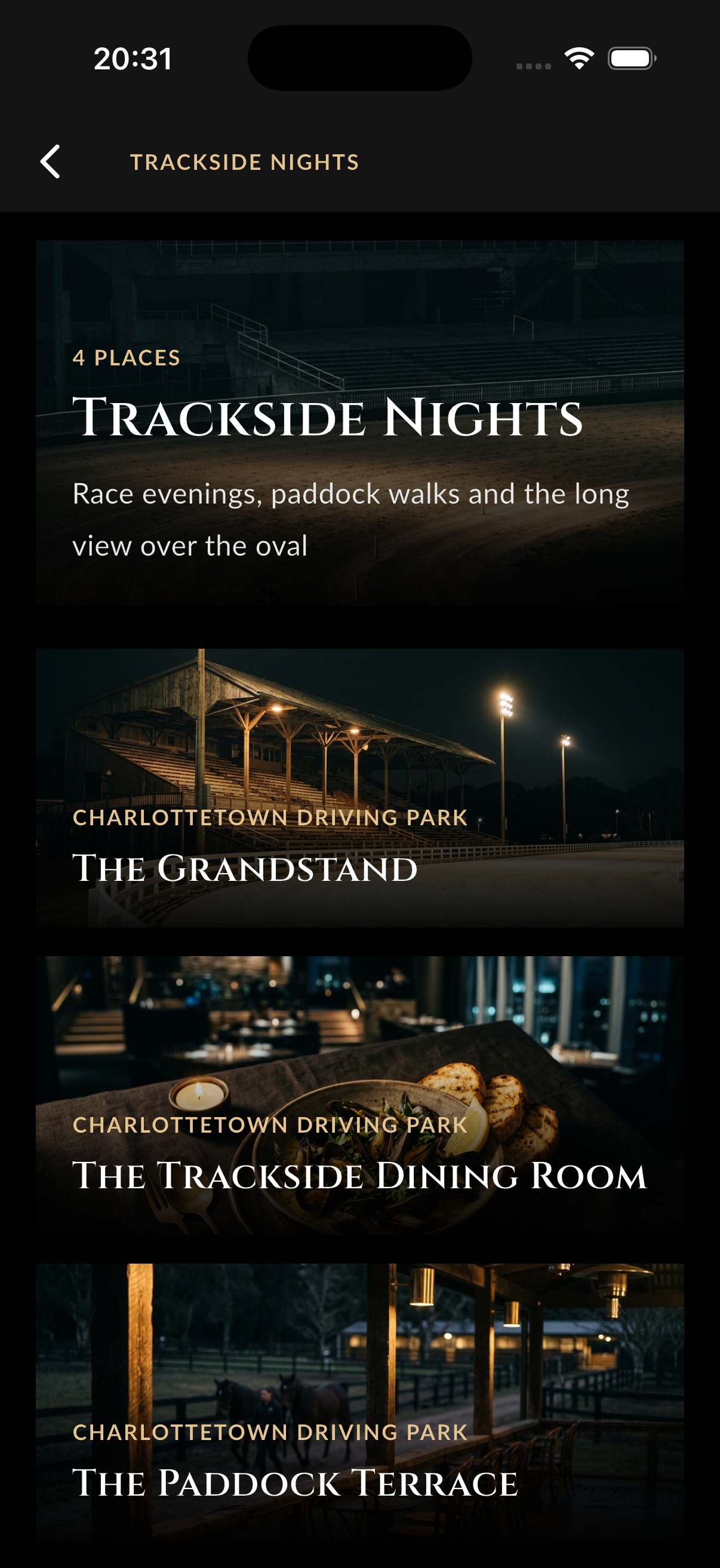Trackside Nights collection of four places
